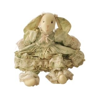 Vintage Floral Bunny Rabbit‎ Plush Doll Lace Dress Easter Decor 20 Inches
